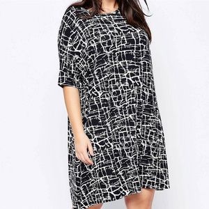 ASOS Curve T-shirt Dress in Mono Paint Print Plus